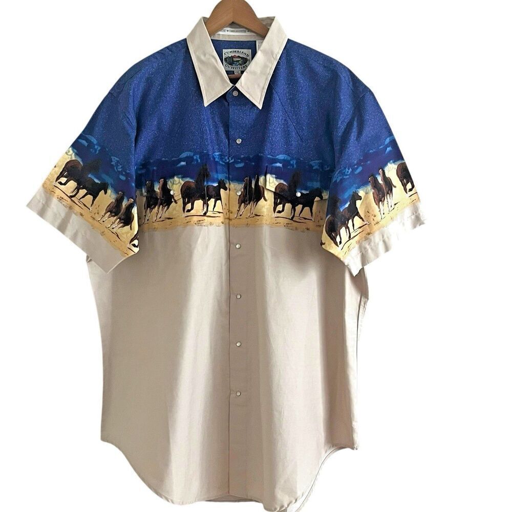 Cumberland Outfitters Snap Pearl Western Cowboy Shirt men’s 2XL